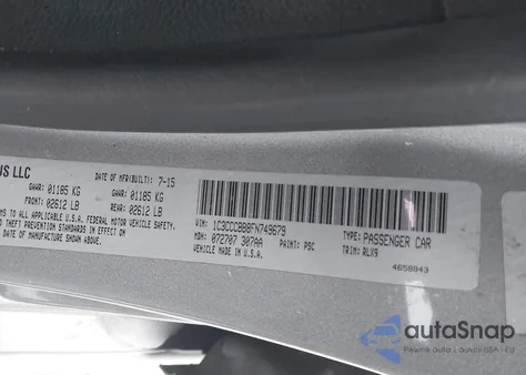 2015 Chrysler 200 S z USA, uszkodzony, nr VIN 1C3CCCBB8FN749679